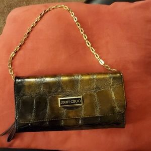 Jimmy Choo Brown Marble ClutchWallet w/chain grasp